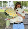 Комбо &laquo;Пионовидные розы и игрушка Мишка&raquo;