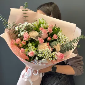 Сборный букет «Розовое облако» в Красноярске