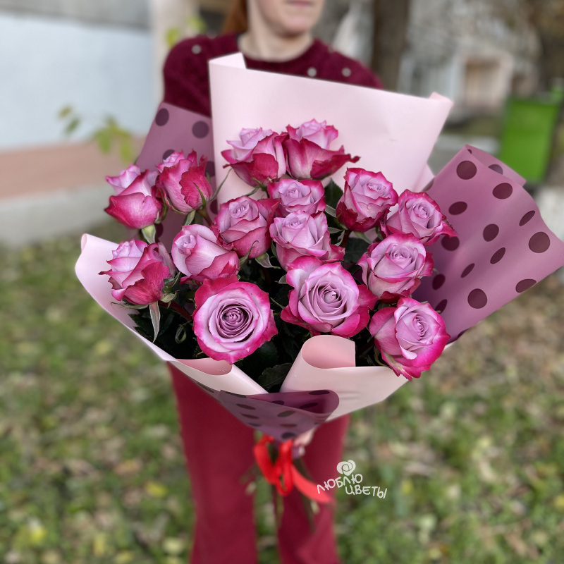 Букет из 15 фиолетовых роз «Фиолетовое настроение»