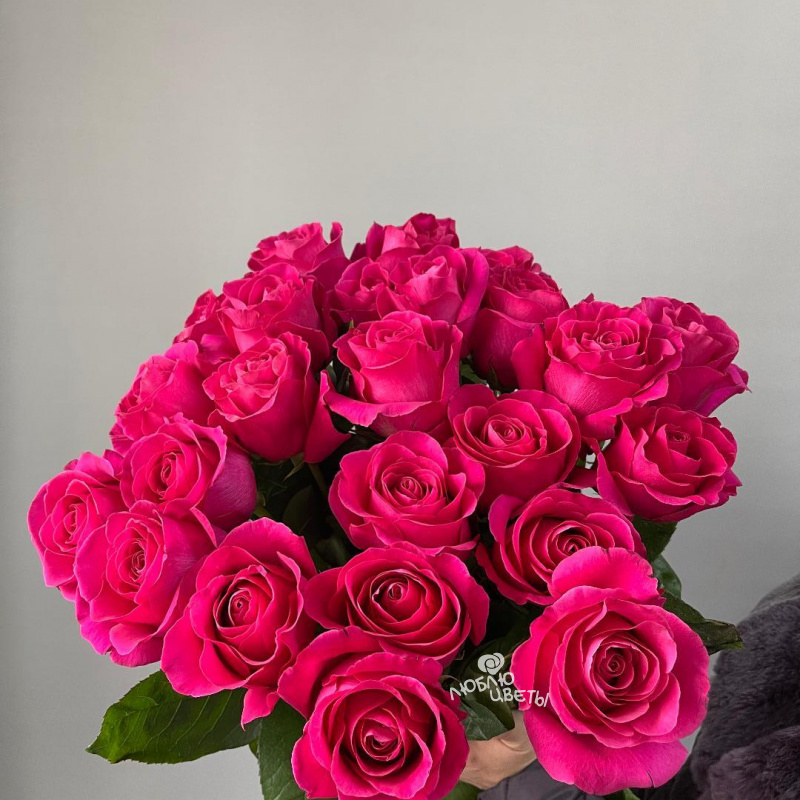 Букет из 25 ярко розовых роз &quot;Яркая фуксия&quot; 1