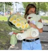 Комбо «Пионовидные розы и игрушка Мишка»