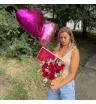Комбо «Коробка с розами, шарики и конфеты»