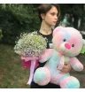 Комбо «гипсофила в коробке и игрушка Мишка»